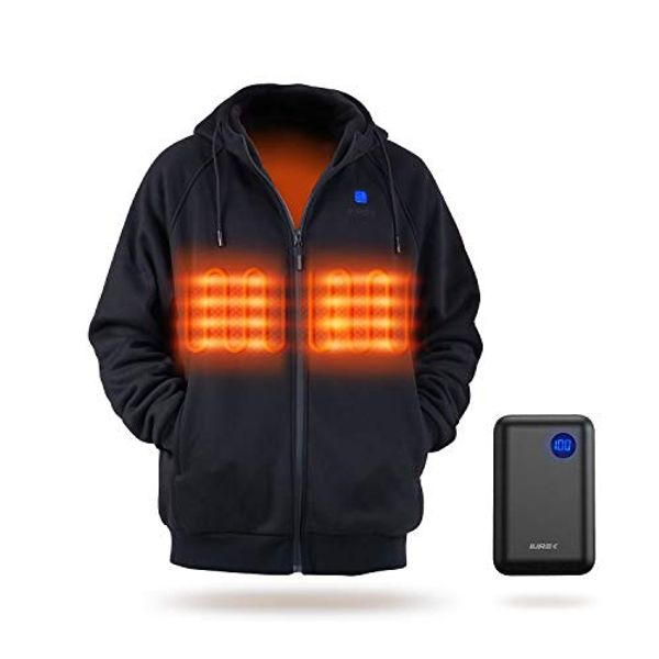 IUREK Heated Hoodie for Men Women, ZD940 Electric Heated Jacket with 10000mAh Battery Pack, 3 Heating Levels, Soft Heated Body Warmer for Outdoors