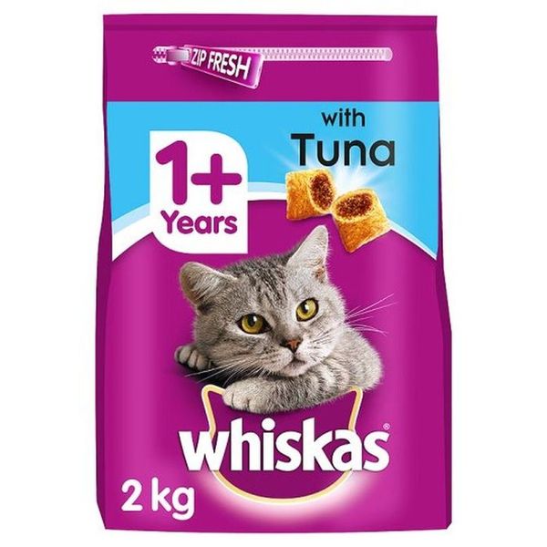 HALF PRICE! Whiskas Adult Cat Food with Tuna Tasty Filled Pockets (4 x 2kg Bags)