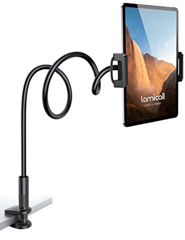 Save 20% - Lamicall Gooseneck Tablet Holder, Flexible Tablet Stand - 360 Adjustable Lazy Arm Holder Clamp Bracket Bed for 2020 New iPad Pro 9.7, 10.5, iPad Air mini 2, 3, 4, Tab, Switch, 4.7-11" Devices - Black