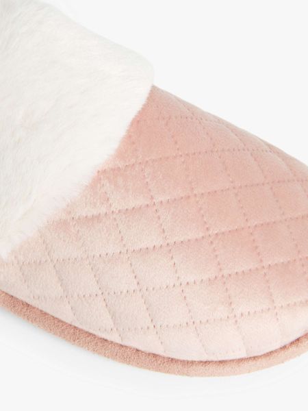 HALF PRICE! John Lewis & Partners Quilted Mule Slippers, Blush/Cream