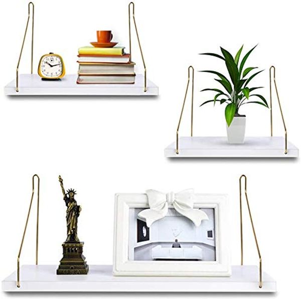 Save 25% - Uarter Floating Shelves, White Floating Shelve for Wall, Floating Book Shelf Wall Mounted Organizer for Kitchen, Living Room, Bedroom, Office Storage Shelves, Display Racks, Home Decor, Set of 3