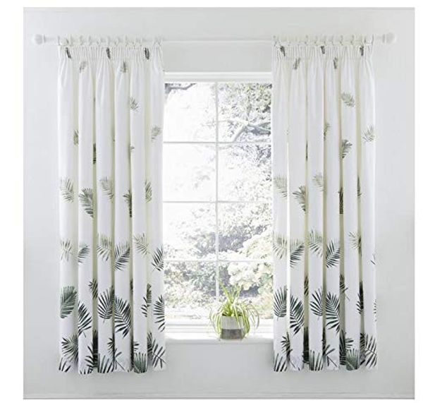 Save 54% - Charlotte Thomas, Fern, Pair of Pencil Pleat Lined Curtains, with Tie Backs Green, 168 x 183 cm