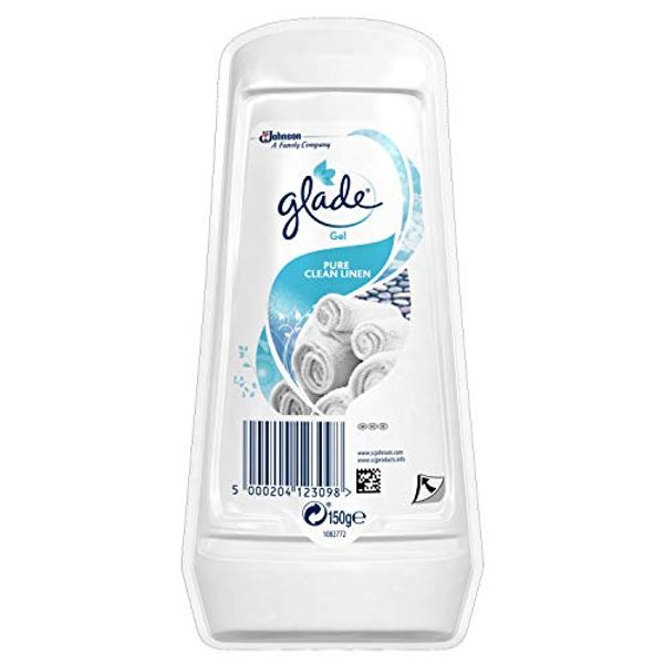 Glade Solid Gel Air Freshener, Odour Eliminator for Home & Bathroom, 150 g, Clean Linen, Pack of 8