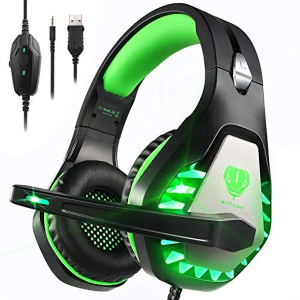 Save 24% - Pacrate Stereo Gaming Headset for PS4, PS5,Xbox Series X,Xbox One, PC with Noise Cancelling Mic - Wired Headset - Soft Memory Over Ear PS4 Headset with LED Light for Mac, Laptop, Nintendo Switch