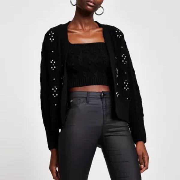 Save 55% - Black knit cardi and bralet set