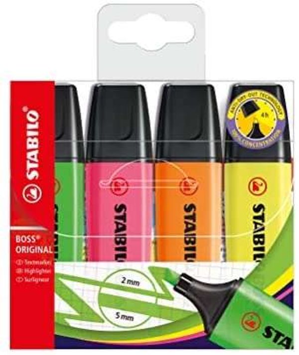 STABILO Highlighter - BOSS ORIGINAL Wallet of 4 Assorted Colours
