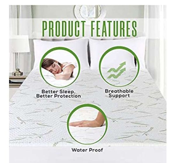 Utopia Bedding Premium Bamboo Mattress Protector 100% Waterproof, Mattress Cover, Breathable, Fitted Style All Around Elastic (Super King)