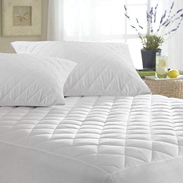 MAS International Ltd Luxury Quilted Mattress Protector Microfiber Fitted 30cm Deep Skirt Soft Touch for Extra Comfort Non Noisy Hotel Quality Anti-Allergy & Breathable - (Double)