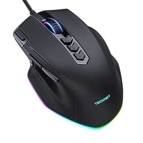 TECKNET Gaming Mouse, 10000DPI Programmable Wired Gaming Mice, 11 Programmable Buttons, 5 DPI Adjustment Levels, Fire Power Button, RGB Adjustment