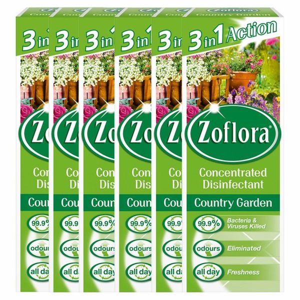 HALF PRICE! Zoflora 3 in 1 Action Concentrated Disinfectant Country Garden (6 x 120ml)