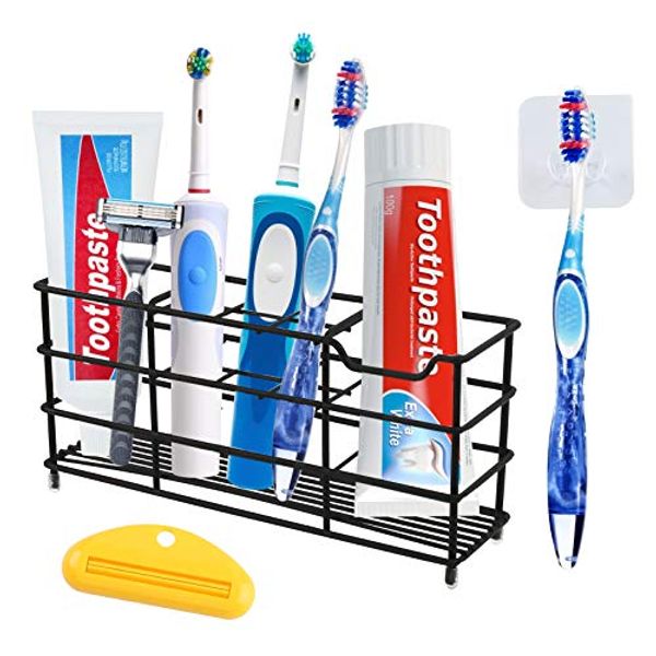 HAKACC Stainless Steel Toothbrush Holder,Toothbrush Holder for Bathroom Multi-Functional 8 Slots Toothbrush Holder Toothpaste Storage Toothbrush Organizer