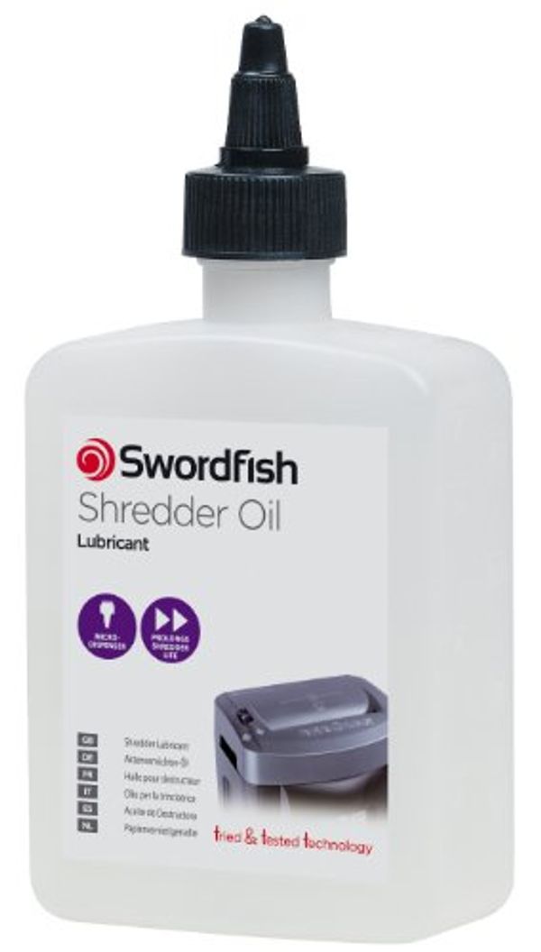 Save 31% - Swordfish 350ml Shredder Oil Lubrication Bottle Suitable for all Paper Shredders ref 40240