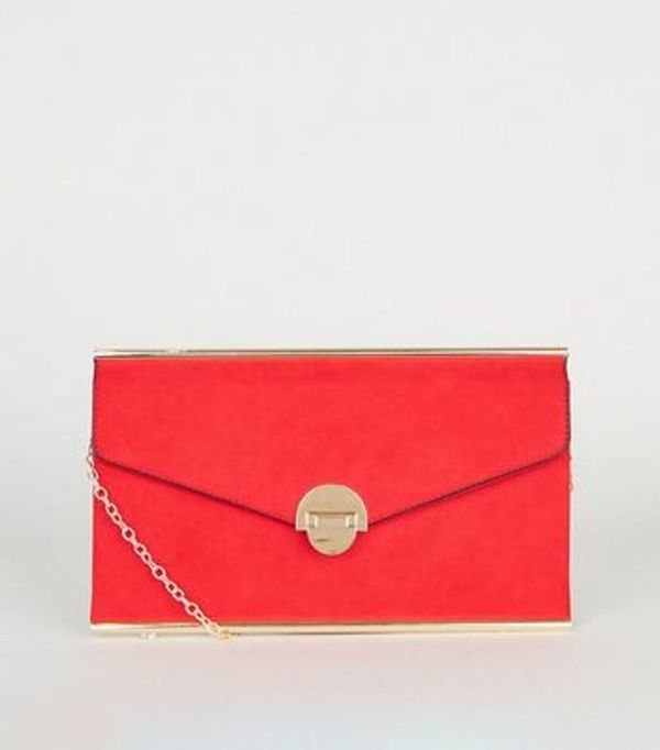 Save 71% - Red Suedette Envelope Clutch Bag