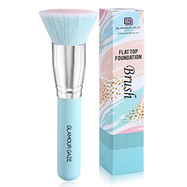 Save 21% - Foundation Brush Glamour Gaze Flat Top Kabuki Powder Brush Premium Synthetic Full Coverage Makeup Brush for foundation liquid Cream Buffer Blending Concealer