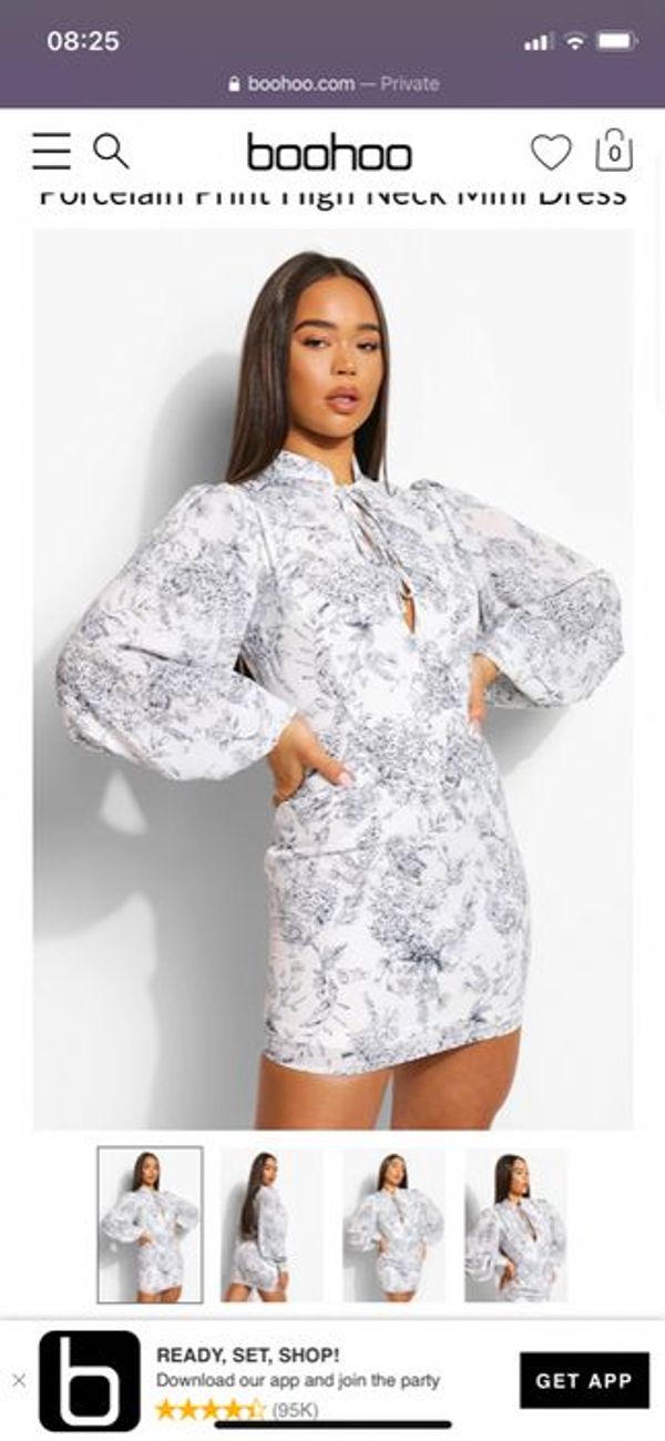 Porcelain Print High Neck Mini Dress