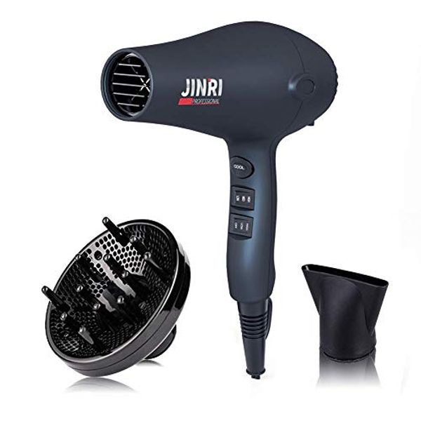 Jinri Professional Tourmaline Hair Dryer, Negative Ionic Salon Hair Blow Dryer,DC Motor Light Weight Low Noise Hair Dryers with Diffuser & Concentrator