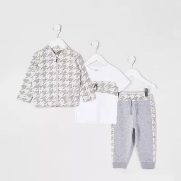 Save 43% - Mini boys grey overshirt 3 piece outfit