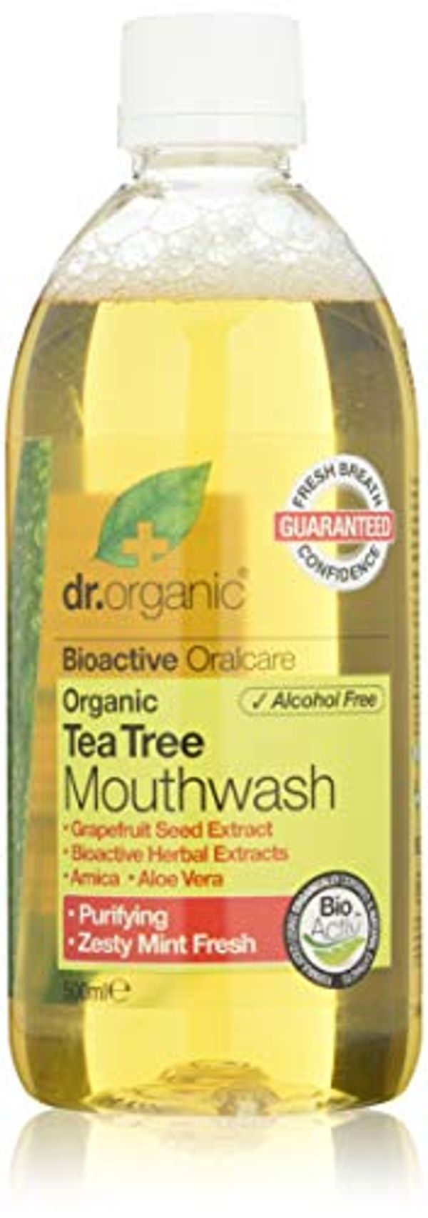 Dr. Organic Tea Tree Mouthwash, Mint, 500 ml