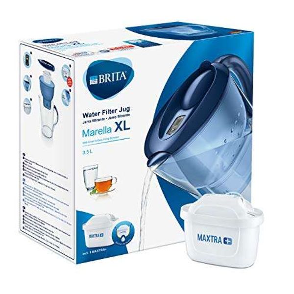 BRITA S0631 Marella XL water filter jug for reduction of chlorine, limescale and impuities, Blue, 3.5L