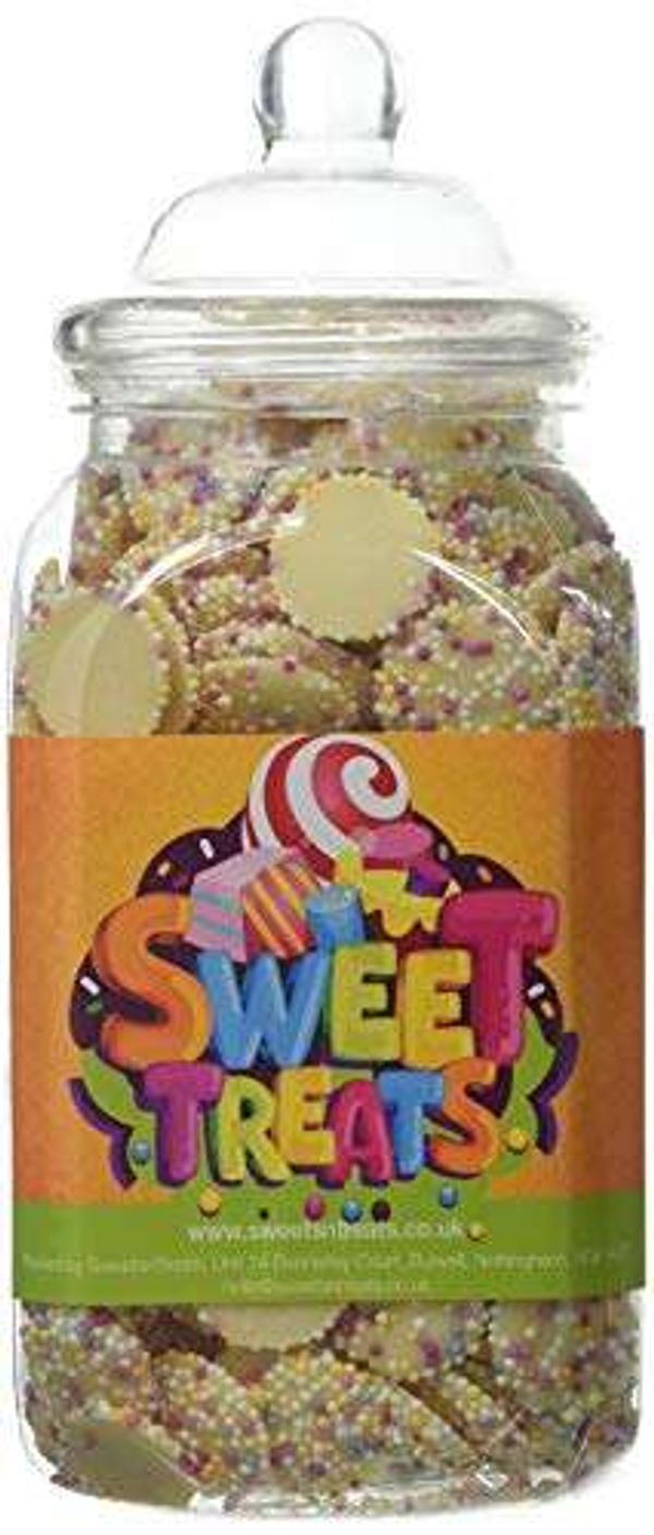 Mr Tubbys White Chocolate Jazzies - Sweets n Treats Orange Label - Medium Jar 750g(Pack of 1)