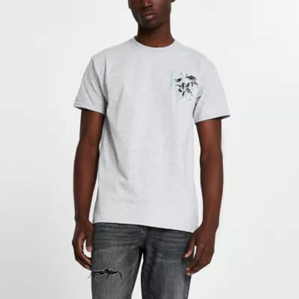 Save 56% - Grey 'River' floral logo slim fit t-shirt
