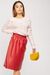 Gathered Waist Faux Leather Skirt