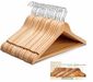 20 x WOODEN COAT HANGERS SUIT GARMENTS CLOTHES WOOD HANGER TROUSER BAR SET