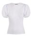 White Corset Seam Puff Sleeve T-Shirt