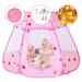 Pickwoo Kids Play Tent Princess Tent Dream Tent for Girls Princess Toy Castle Foldable Playhouse Indoor Outdoor Toy Include a Crown & Wand Set & Large Star Light for Baby Toddler Girls(Pink)