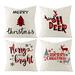 FengRise Christmas Throw Pillow Covers Set – 4Pcs Linen Pillow Case Merry Christmas Decoration Snowflake Deer Throw Cushion Cover Set for Sofa Couch Home Décor Xmas Gifts New Year Party