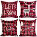 Red Black Christmas Pillow Covers – 4Pcs Buffalo Check Plaid Linen Pillow Case Merry Christmas Decoration Snowflake Deer Throw Cushion Cover Set for Sofa Couch Home Décor Xmas Gifts New Year Party