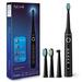 Fairywill Sonic Toothbrush,Electric Toothbrushes Adults Clean Teeth Like a Dentist Rechargeable 4 Hours Charge Minimum 30 Days Use 5 Optional Modes,3 Brush Heads Black FW-507