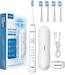 PECHAM Electric Toothbrush Powerful Sonic Cleaning, 6 LED Indicator Modes, with 4 Dupont Brush Heads Travel Case, Build in 2 Mins Smart Timer, Rechargeable Travel Toothbrushes for Adults and Kids