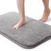 RenFox Soft Bath Mats Non Slip Water Absorbent Bath Mat Grey Microfiber Bathroom Rug Washable Shower Rug Mat Antibacterial Rubber Back, 50 x 80 x 3cm