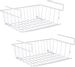 Under Shelf Storage Basket, m zimoon Under Cabinet Hanging Metal Wire Storage Wire Basket Organizer Fit Dual Hooks for Kitchen Pantry Desk Bookshelf Cupboard (2pcs, White)