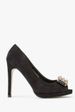Save 80% - SUEDETTE BUCKLE OPEN TOE HEELS