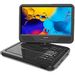 WONNIE 2020 Upgrade 12.5” Portable DVD Player with 10.5 inches 270° Swivel Screen Built-in 6 Hrs Rechargeable Battery SD Card and USB, Direct Play in Formats AVI/MP3/JPEG/RMVB (12.5, Black)