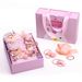 Highttoy Hairpins Ties Bows Set for Girls Age 2-8,Hair Accessories for Girls Christmas Birthday Party Favors 18 Pcs Hair Clips & Barrettes Gift Set Elastic Hair Clips Ties Bows for Girls Light Pink
