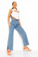 Button Front Split Hem Jeans