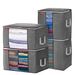 JOYXEON 4 Pack Large Capacity Clothes Storage Bag Organiser with Zips, Reinforced Handles & Clear Window, Thick Fabric Underbed Storage Bag for Comforters/Blankets/Clothes, 88L x 2 & 90L x2 (Grey)