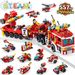 LUKAT Fire Trucks Toys for Kids, 557 Pcs Building Toys for 5 Year Old Boys, 25-in-1 Engineering Building Blocks STEM Construction Vehicles Kit, Best Gift Educational Toys for 5 6 7 8 9 + Year Old Kids
