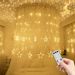 Star Curtain Lights 108 LED, 7.3ft x 3.3ft Christmas Fairy String Lights, 31V, 8 Flashing Modes with Remote Control,Timer, IP44 Indoor,Outdoor, Extendable, Deco for Xmas, Wedding, Party