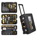 DEKO 258PCS Tool Set Mechanic Household DIY Hand Tool Kit Essential Tools Box with Wheels for Repair and Garage