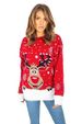 Divadames®Women's Reindeer Jumper Ladies Christmas Reindeer Print Jumper Womens Snowflakes Print Sweater UK Size 8/10-12/14