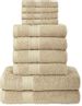 Daily Use 10 Piece Bath Hand Face Towel Bale Set - 500 GSM Zero Twist 100% Ring Spun Cotton, Soft Feel, Quick Dry, Highly Absorbent, Oeko-Tex Standard 100, Bathroom Accessories (Latte Brown)