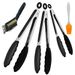 Codream Barbecue Tongs Kitchen Tools Clips,Stainless Steel High Temperature Resistant Non-Slip, 7,9,12 Inch Food Clip Silicone Clip with 1pc Cleaning Brush,1pc Barbecue Brush, Black, 21.5x7x5 cm