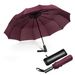 Save 27% - JIGUOOR Compact Windproof Umbrella Travel Umbrella, 12 Ribs Auto Open/Close Folding Portable Umbrellas,Free Leather Case for Women Men, Lifetime Guarantee(Red)