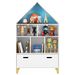 Homfa Children's Cabinet Kids Bookcase with Drawer Books Toys Organizer Cube Storage Shelves White 80x30x132.5cm
