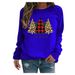 Holywim Womens Christmas Top,Fashion Casual Loose Comfortable Christmas Print Floral Round Neck Long Sleeve Loose Top