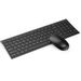 Jelly Comb Wireless Keyboard and Mouse Combo, 2.4G Wireless Rechargeable Keyboard Qwerty UK Layout and Mice with USB Receiver for PC, Laptop, Computer, Black